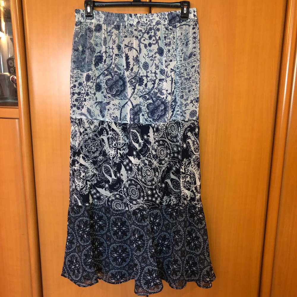 Blue patterned skirt